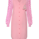 Pink tiny heart mini dress by Liya featuring a fitted silhouette and playful heart pattern, perfect for casual or dress-up occasions.