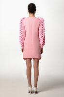 Pink Liya Tiny Heart Dress, a stylish mini dress with a charming heart pattern, perfect for casual or semi-formal wear.