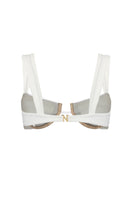 Nelblu shell bikini top in white, featuring a stylish design with adjustable straps and a comfortable fit.