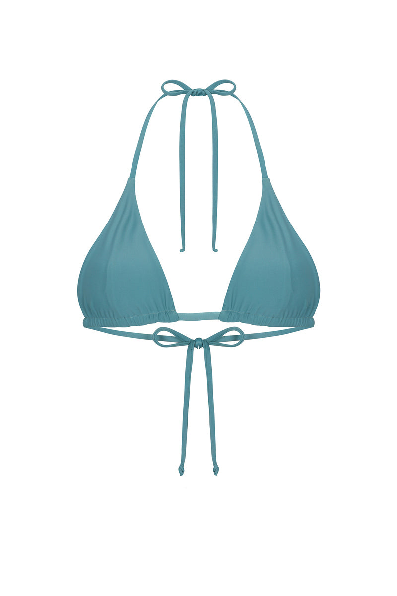 Nelblu SOL Top in Stone Blue bikini, featuring a stylish blue bikini top with adjustable straps and supportive design.