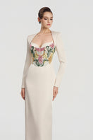 Off-white taffeta mikado gown by Tracy Studio, featuring elegant fabric and a sophisticated design perfect for formal occasions.