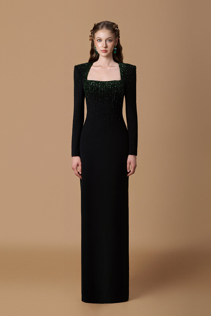 CREPE DE CHINE SILK LINED MAXI DRESS IN BLACK | CULT MIA | I.H.F CREPE DE CHINE SILK LINED MAXI DRESS IN BLACK | CULT MIA | I.H.F