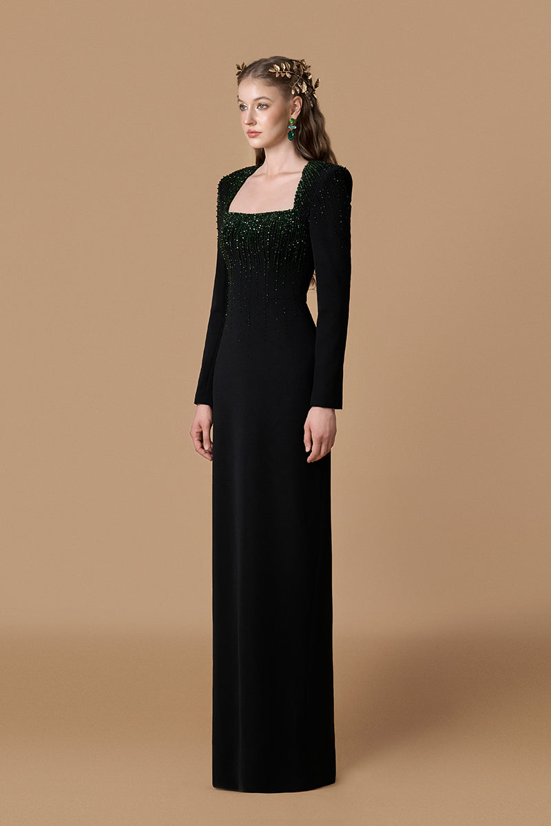 CREPE DE CHINE SILK LINED MAXI DRESS IN BLACK | CULT MIA | I.H.F CREPE DE CHINE SILK LINED MAXI DRESS IN BLACK | CULT MIA | I.H.F