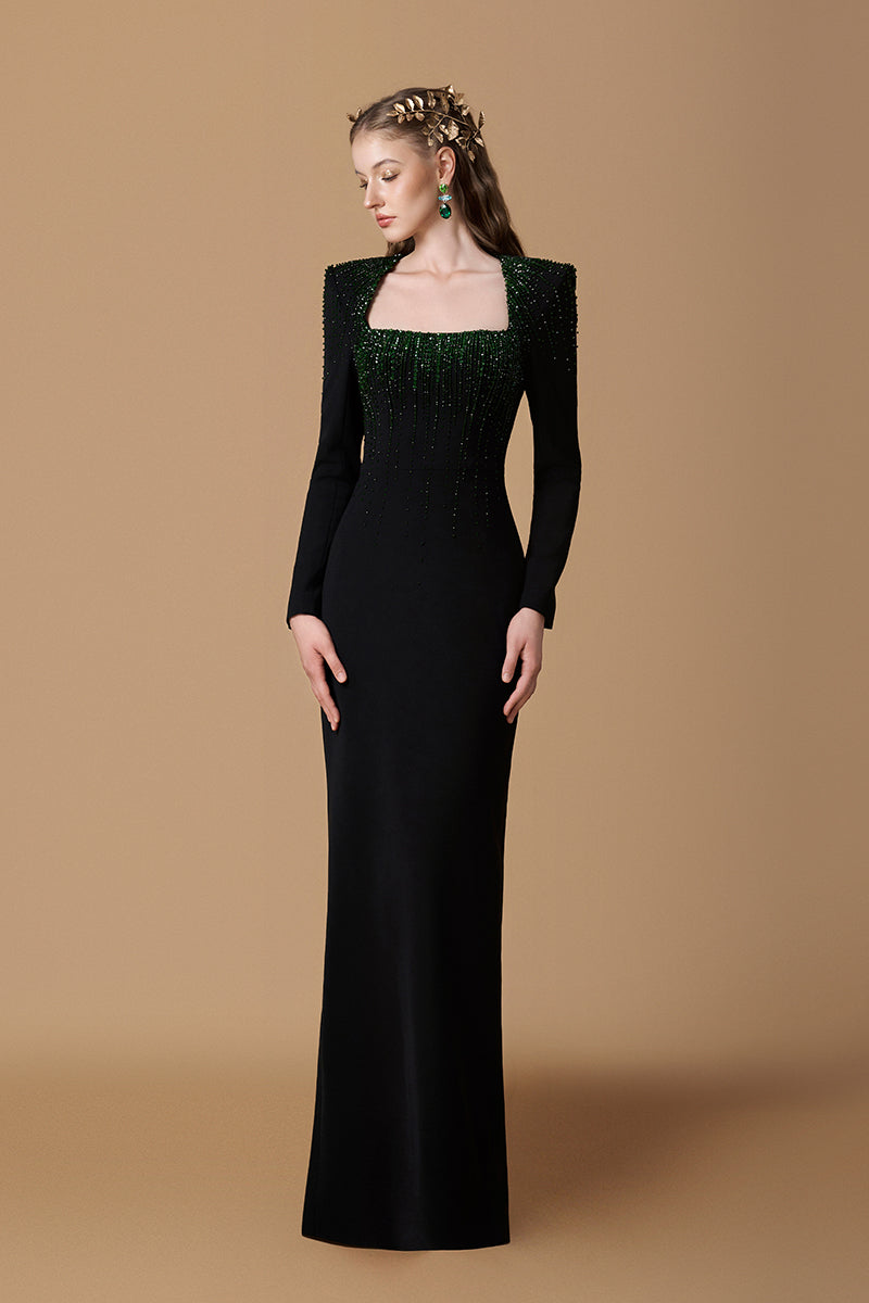 CREPE DE CHINE SILK LINED MAXI DRESS IN BLACK | CULT MIA