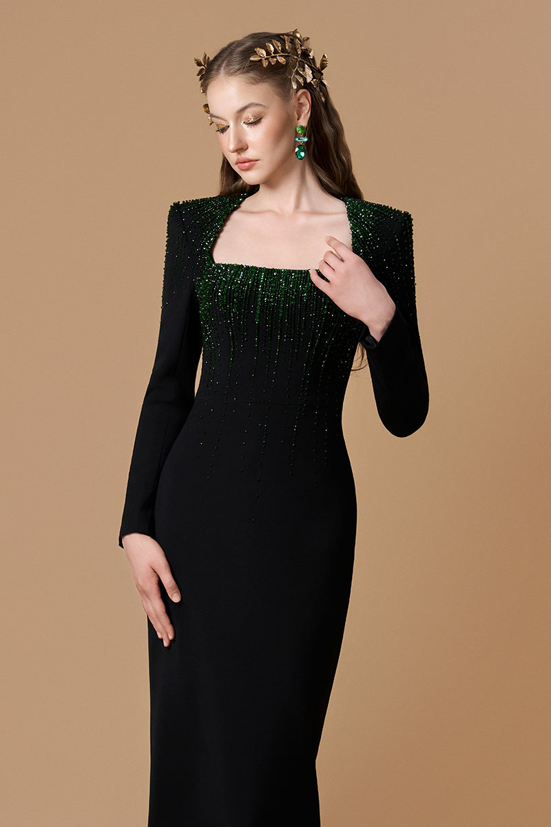 CREPE DE CHINE SILK LINED MAXI DRESS IN BLACK | CULT MIA | I.H.F CREPE DE CHINE SILK LINED MAXI DRESS IN BLACK | CULT MIA | I.H.F