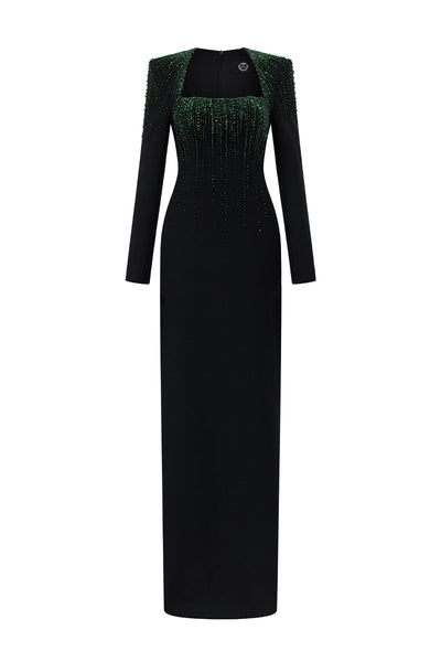 CREPE DE CHINE SILK LINED MAXI DRESS IN BLACK | CULT MIA