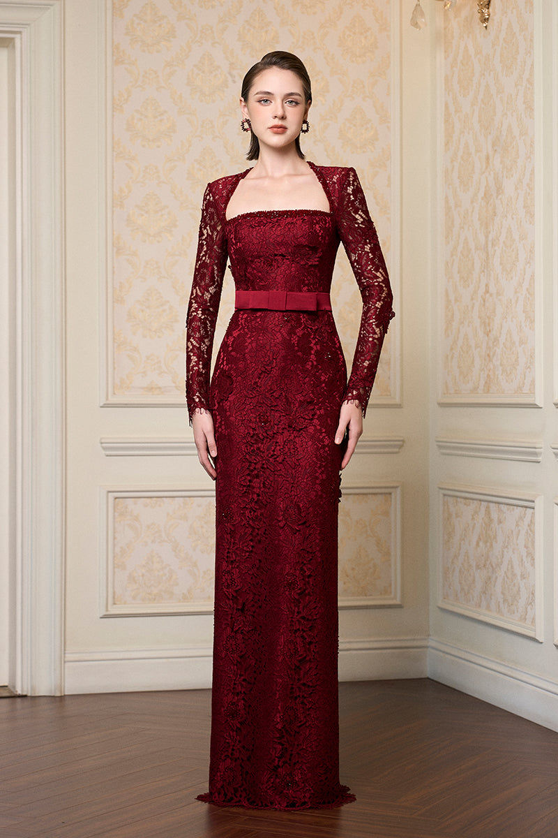 TRAPEZE LONG SLEEVE DRESS IN RED | CULT MIA