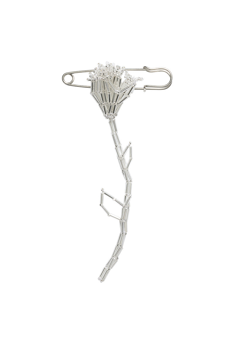 Silver tulip-shaped brooch body jewelry by Pura Utz featuring detailed floral design in polished silver finish.