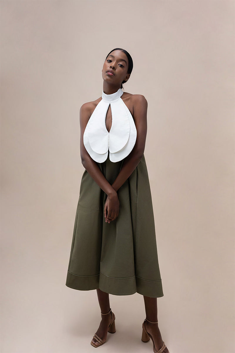TULIP DRESS IN DUSKY GREEN - CULT MIA