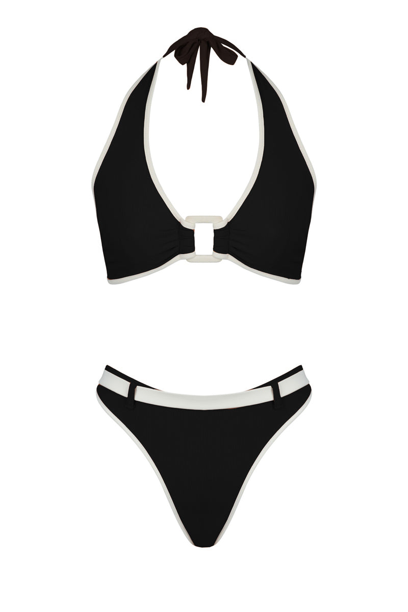 URSULA BIKINI IN BLACK AND IVORY - CULT MIA