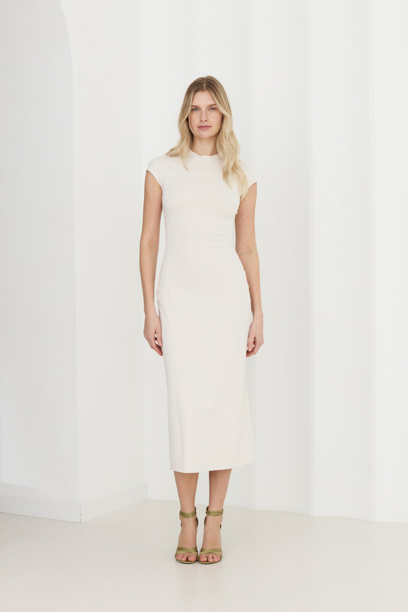 white midi dress cap sleeve REISS ELENI CAP SLEEVE MIDI DRESS IN WHITE