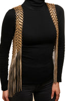 Silvia Gnecchi gold chain vest featuring a stylish chain design, sleeveless cut, and contemporary fashion style.