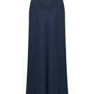 Labeca Clara Indigo linen maxi skirt displayed on a model, featuring a flowing design and elegant length.