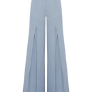 Polly Dusty Blue Linen Open Flare Pants by Labeca, featuring lightweight, breathable fabric and a stylish flared design.