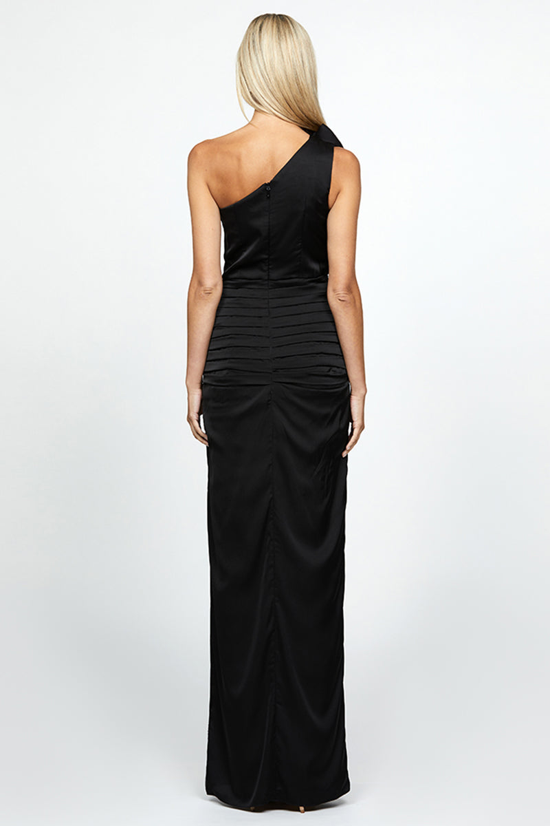 VACATION BLACK ASYMMETRIC GOWN - CULT MIA