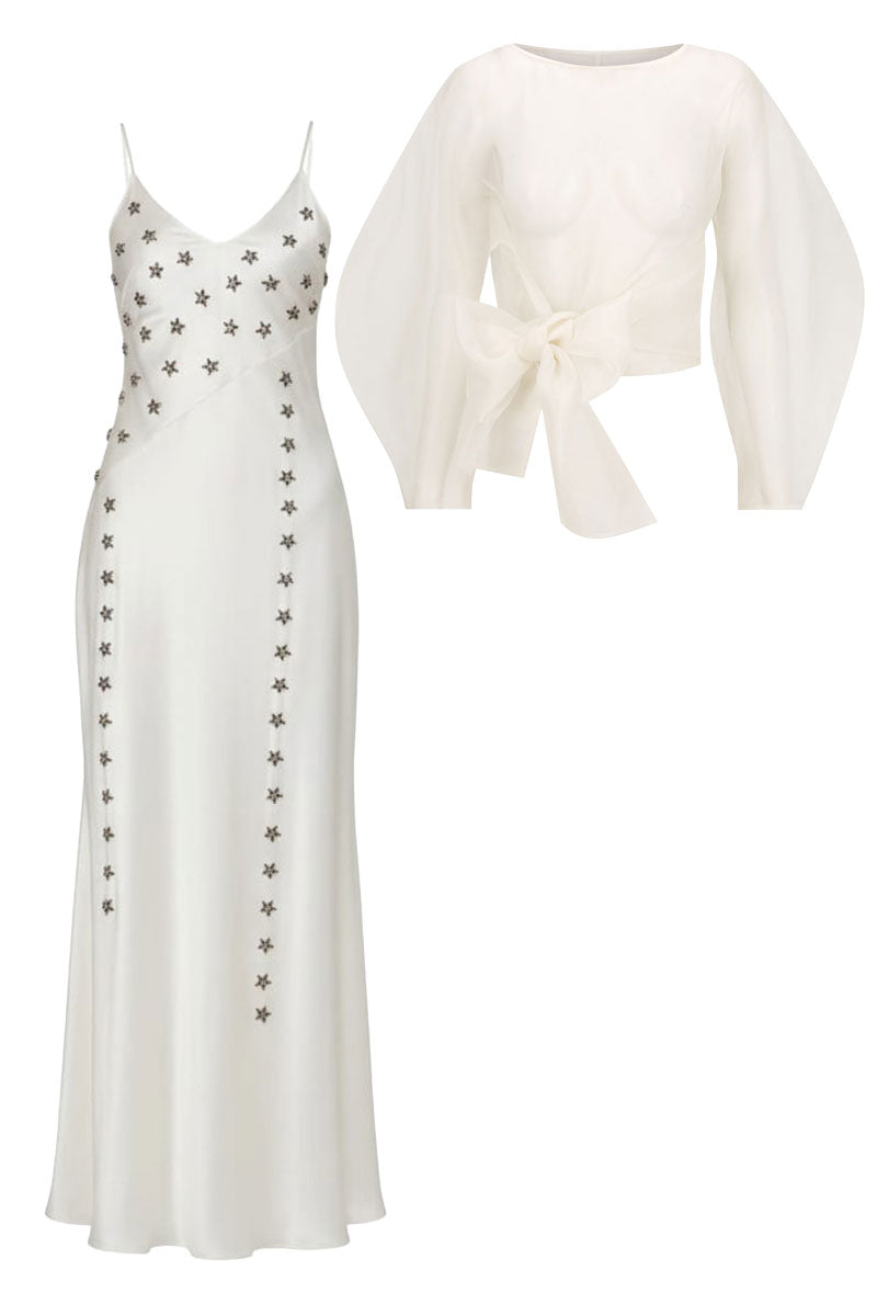 ROOHI ORGANZA TOP AND ARINI EMBELLISHED DRESS SET