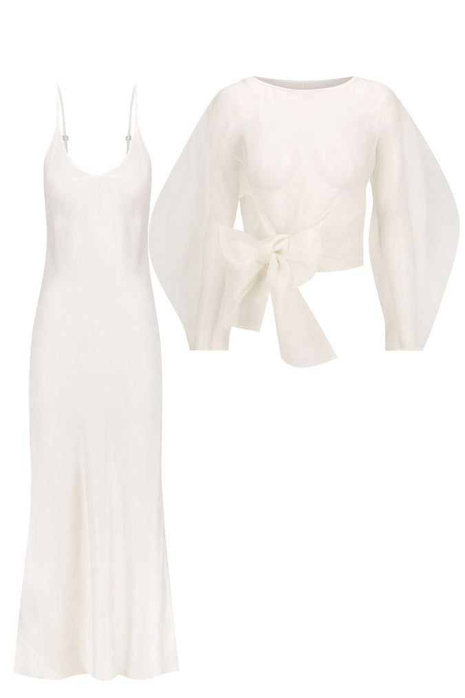Mastani Roohi Organza Top and Mastani Maxi Slip Set, stylish co-ords in lightweight organza fabric with elegant design.