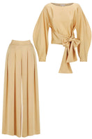 Elegant MASTANI RooHi top and Sufia pant co-ord set, featuring a stylish crop top and matching pants in a coordinated design.
