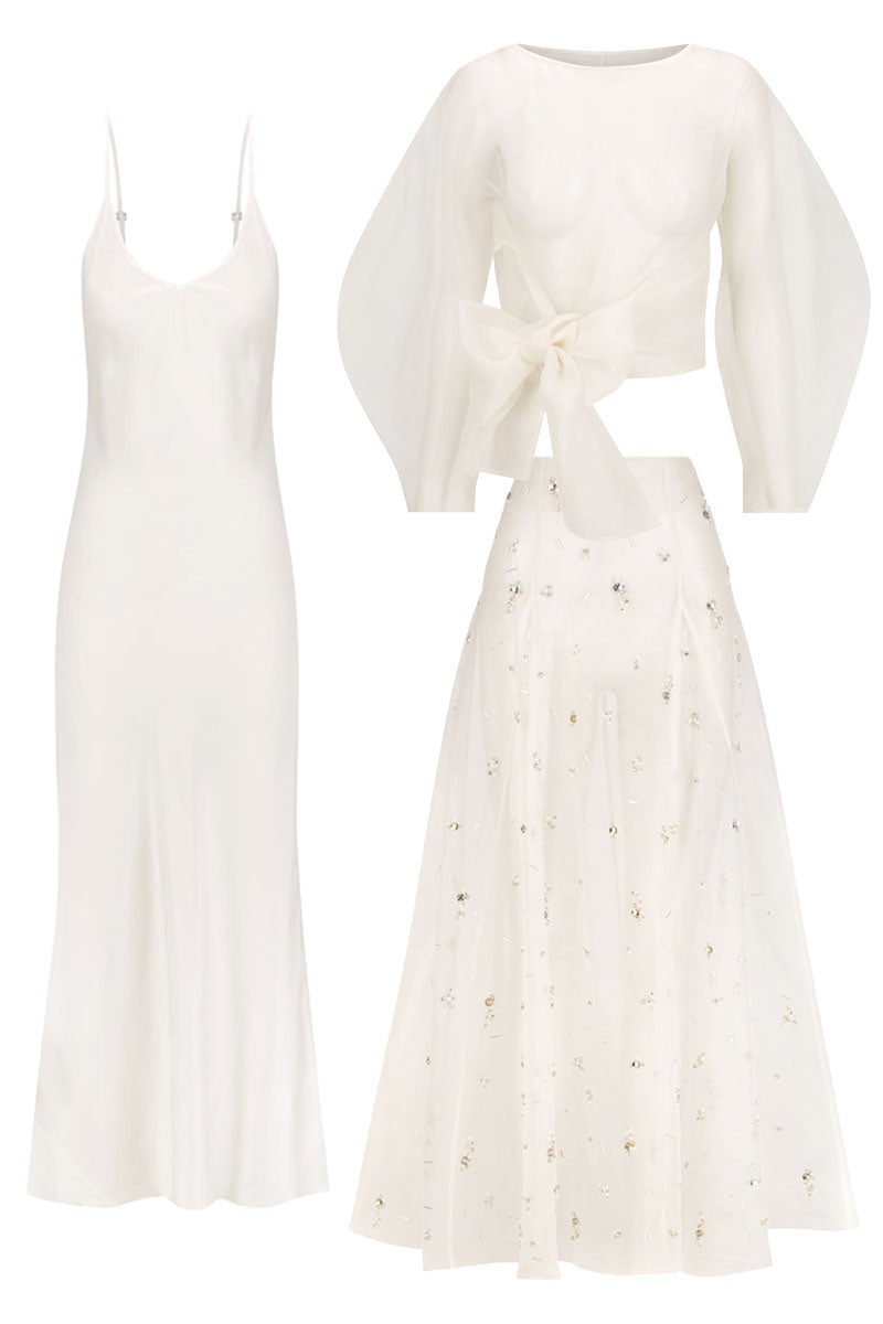 ROOHI ORGANZA TOP AND FREYA EMBELLISHED SKIRT SET