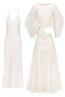 Mastani Roohi organza top and Freya embellished skirt co-ordinates set, featuring a flowy organza top and a decorated skirt.