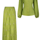 MASTANI Mazia twill shirt and Kabira embellished skirt co-ord set, featuring a stylish twill shirt and decorated skirt ensemble.
