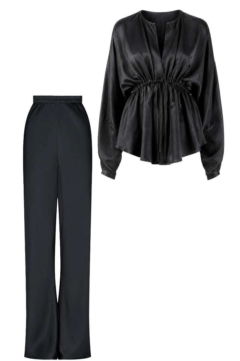 KAIA SILK PANT AND ASIN TWILL TOP SET