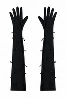 Black MOON HAKAAN YILDIRIM LILIA gloves displayed on a white background, showcasing their sleek design and soft fabric.