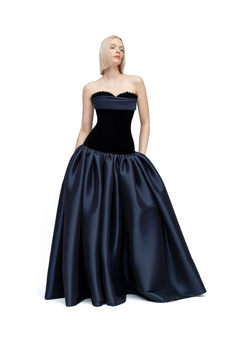 MARINA DRESS IN BLACK AND NAVY
