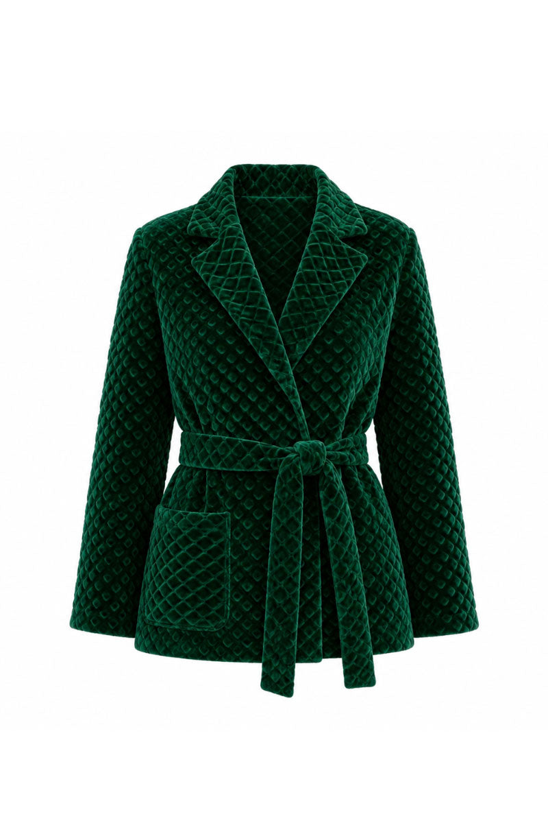 Raishma Viana green loungewear jacket with relaxed fit and soft fabric, styled for comfort and casual wear.