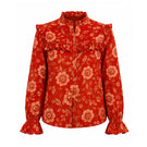 Red shirt from Raishma's ESME collection, featuring a stylish design, long sleeves, and a tailored fit for a fashionable look.