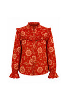 Red shirt from Raishma's ESME collection, featuring a stylish design, long sleeves, and a tailored fit for a fashionable look.