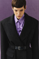 Sayya Venera black suit jacket, tailored men's jacket with sleek design, shown on a hanger with a structured fit and classic lapel.
