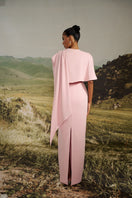 HACCHIC COUTURE Camille cape-shoulder gown featuring elegant fabric and stylish design, perfect for formal occasions.