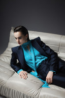 Blue Dawlish shirt by Lekieu, featuring a casual button-up design with long sleeves and a classic collar.
