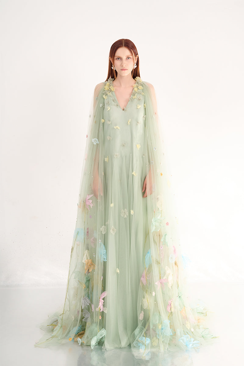LIGHT MINT GOWN WITH FLORAL DETAILS | CULT MIA | HAPPY CLOTHING LIGHT MINT GOWN WITH FLORAL DETAILS | CULT MIA | HAPPY CLOTHING