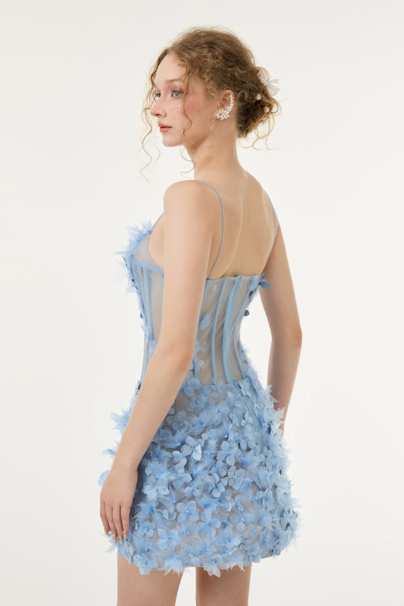 tulle fabric dress ARABELLA TULLE DRESS IN LIGHT BLUE | CULT MIA