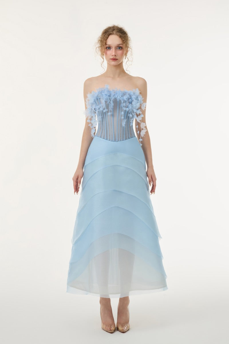 CORALIE TULLE AND ORGANZA DRESS IN LIGHT BLUE | CULT MIA | 21Six CORALIE TULLE AND ORGANZA DRESS IN LIGHT BLUE | CULT MIA | 21Six