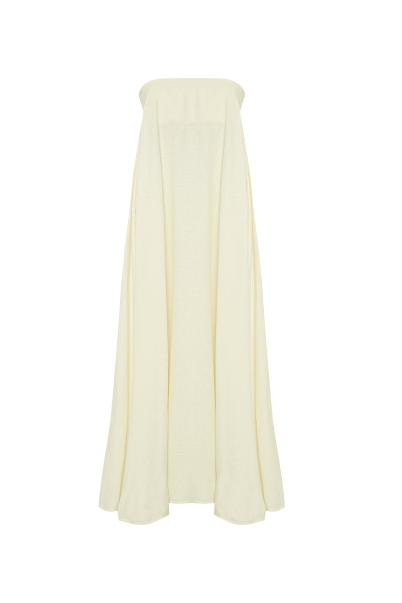 VENICE ECRU LINEN STRAPLESS DRESS - CULT MIA