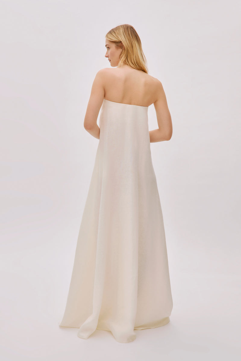 VENICE ECRU LINEN STRAPLESS DRESS - CULT MIA