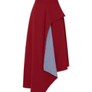 Labeca Keyra red and blue cotton striped midi skirt displayed flat, showcasing its vibrant pattern and casual style.
