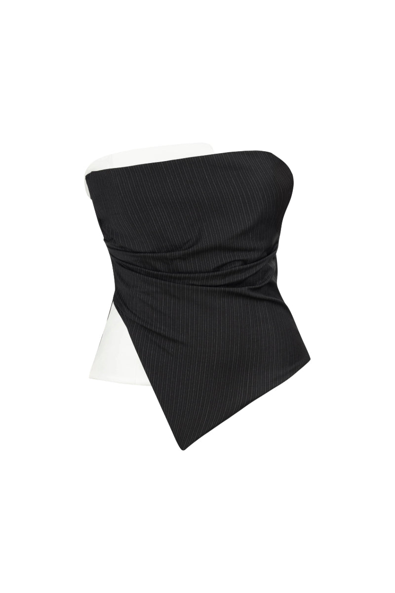 MAYFAIR NAVY WOOL SLEEVELESS BUSTIER TOP - CULT MIA