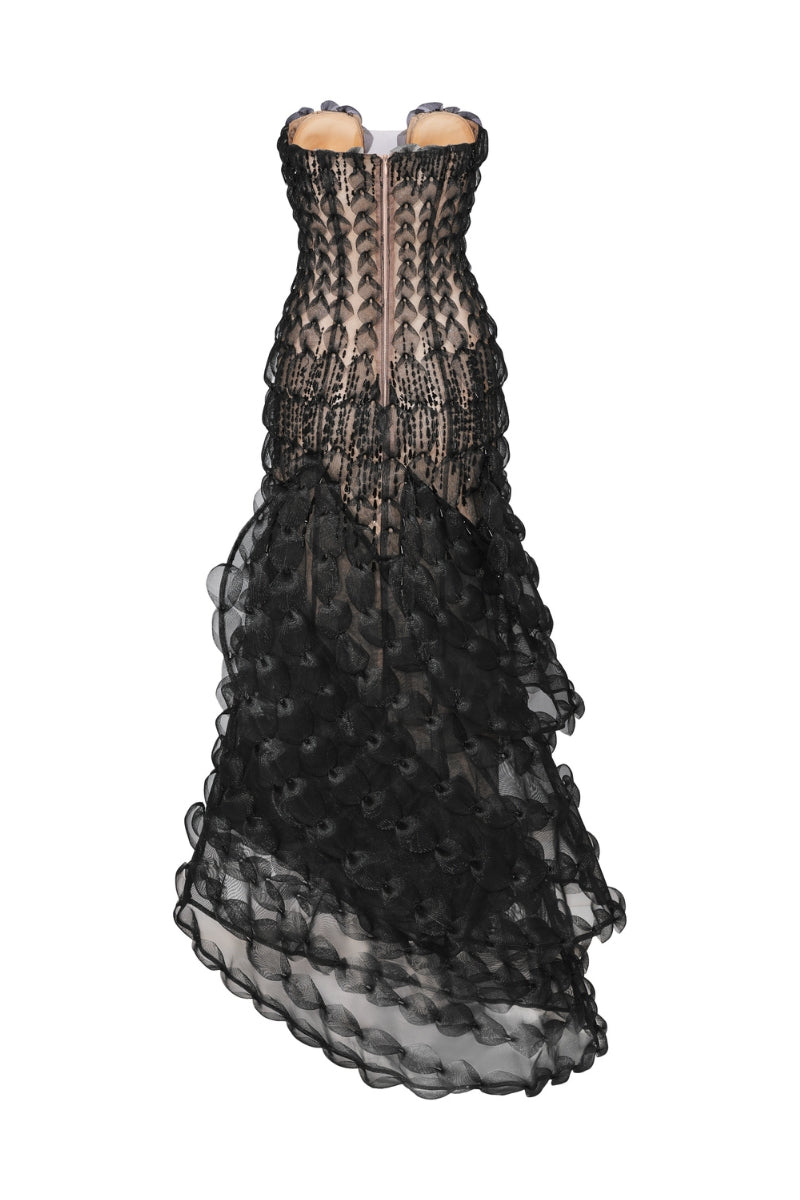 black sheer fabric for dress Black Crystal Reflective Liquid Sheer Chiffon Fabric