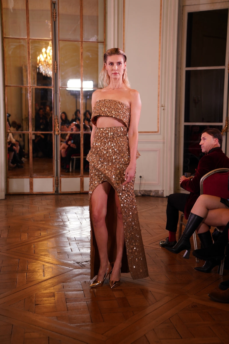 GOLDEN-BROWN 2-PIECE TWEED DRESS | CULT MIA | Phan Huy GOLDEN-BROWN 2-PIECE TWEED DRESS | CULT MIA | Phan Huy