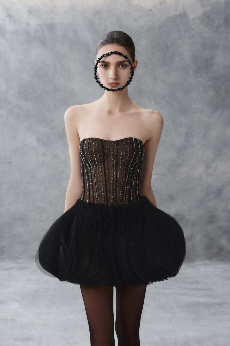 SLEEVELESS COCKTAIL DRESS WITH VERTICAL BEADWORK - CULT MIA