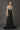 BLACK MAXI DRESS WITH CRYSTAL EMBROIDERED AND GOLD DETACHABLE CAPE - CULT MIA