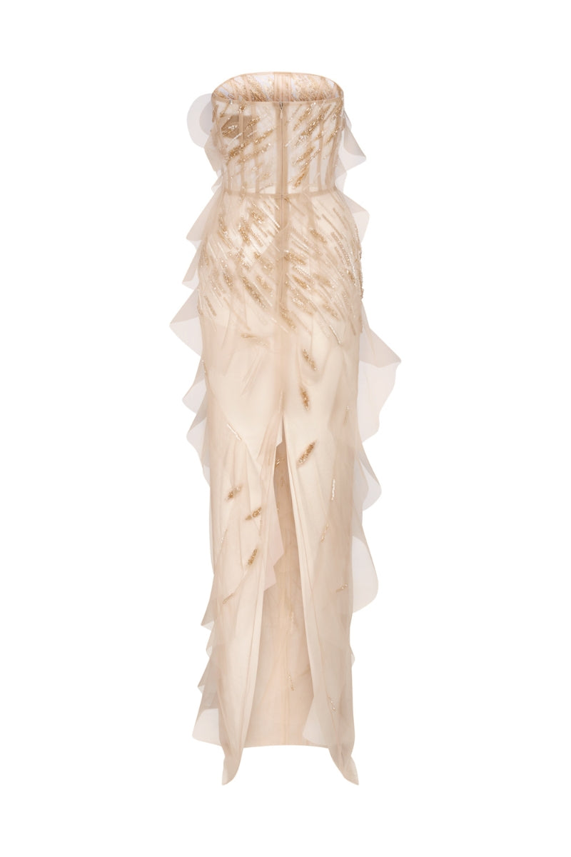 nude embroidered maxi dress ANTIK BATIK