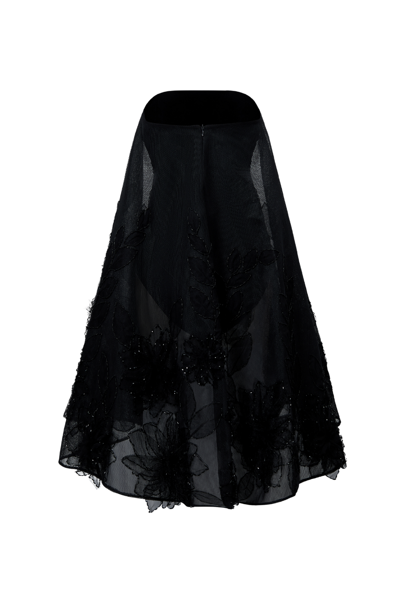 CEM Embellishment straight across neck tulle mini dress with elegant design, featuring a fitted silhouette and decorative neckline.