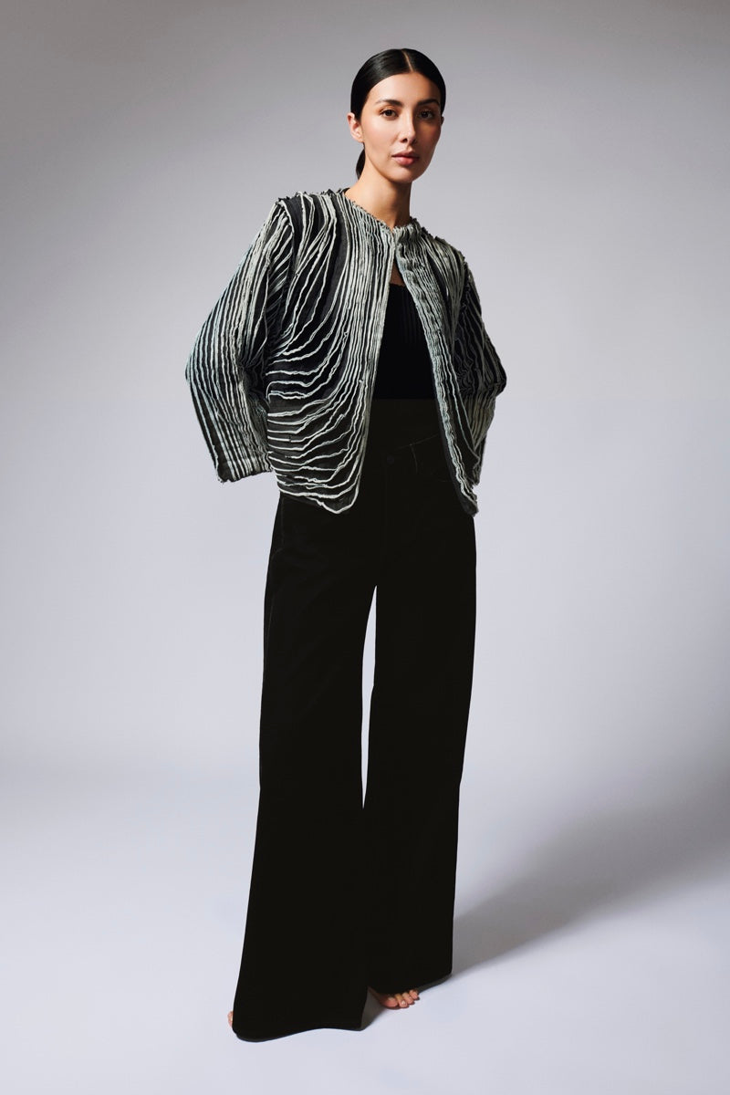 DENIM STRIP JACKET - CULT MIA
