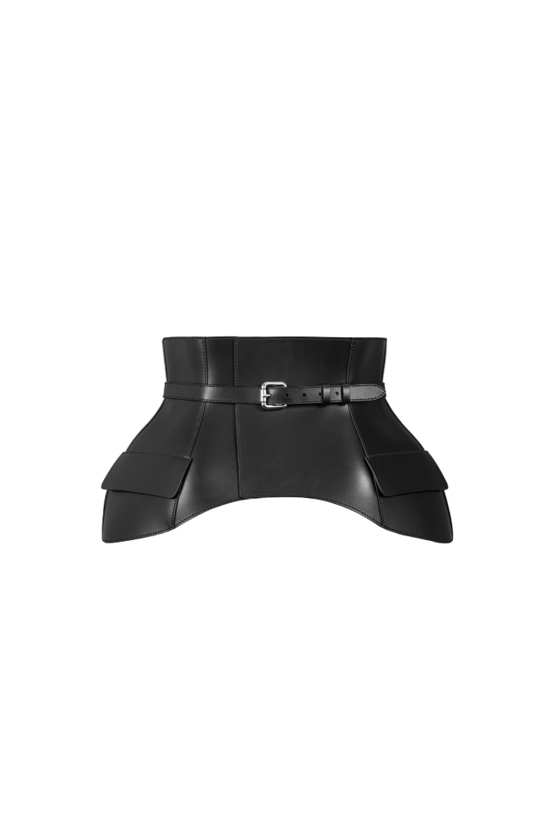 LEATHER BASQUE IN JADE