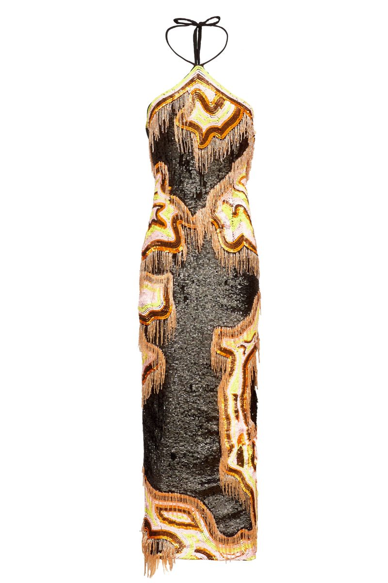 ZURI HALTER NECK MAXI DRESS